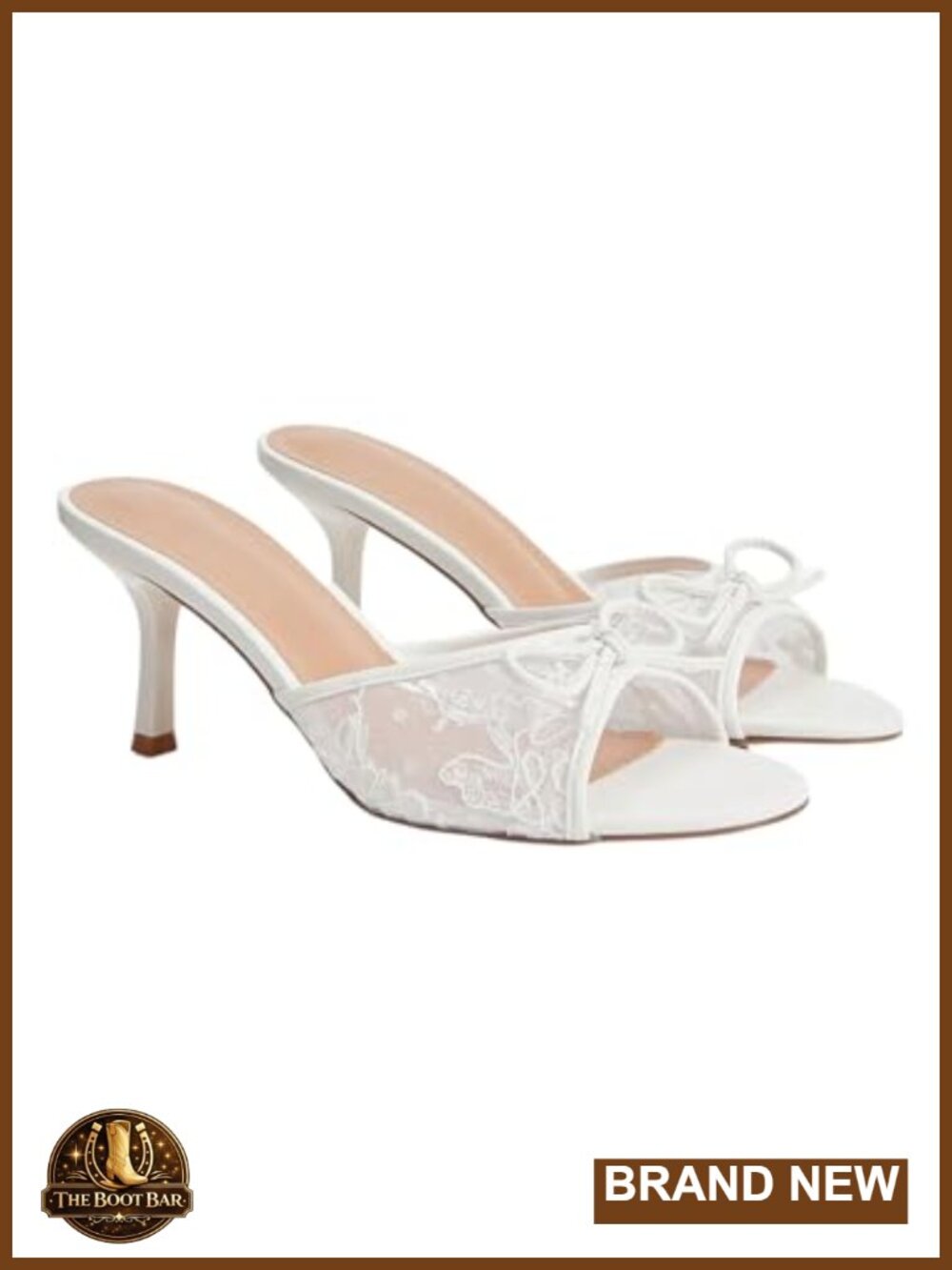 BEAUDRM Lace Kitten Heels Dressy Mesh Heeled Sandals